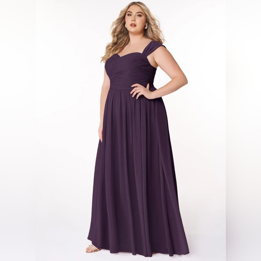 Star Box Elegant Purple A-line Floor Length Evening Gown L6427 Eggplant